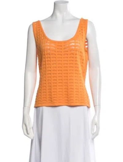 Pre-owned St John Scoop Neck Sleeveless Top In Orange