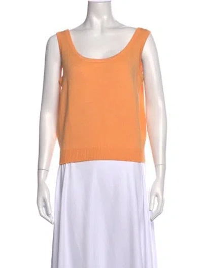 Pre-owned St John Scoop Neck Sleeveless Top In Orange