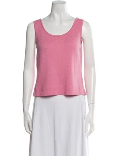 Pre-owned St John Scoop Neck Sleeveless Top In Pink