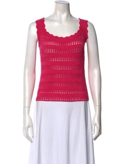 Pre-owned St John Scoop Neck Sleeveless Top In Pink