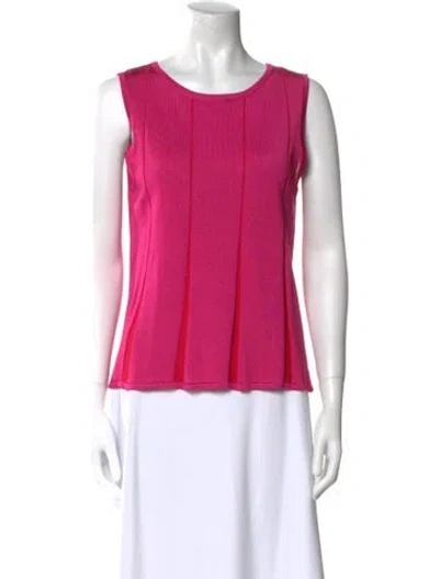 Pre-owned St John Scoop Neck Sleeveless Top In Pink