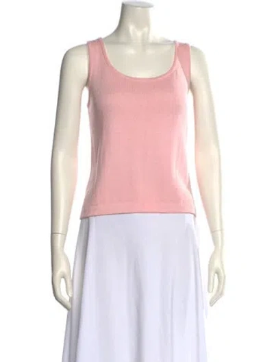 Pre-owned St John Scoop Neck Sleeveless Top In Pink