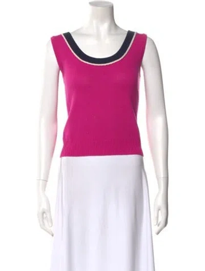 Pre-owned St John Scoop Neck Sleeveless Top In Pink