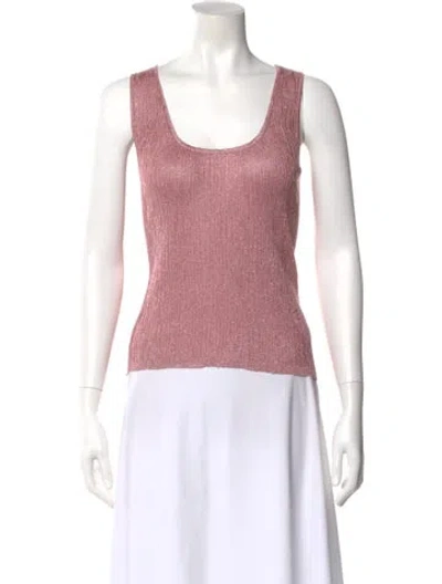 Pre-owned St John Scoop Neck Sleeveless Top In Pink