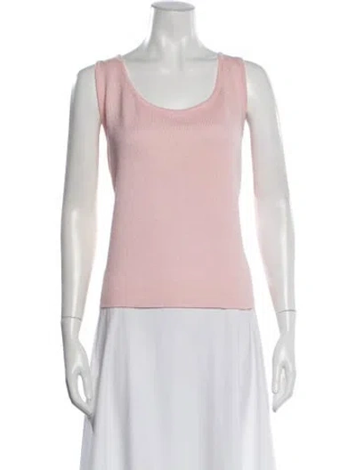 Pre-owned St John Scoop Neck Sleeveless Top In Pink