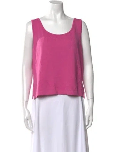 Pre-owned St John Scoop Neck Sleeveless Top In Pink
