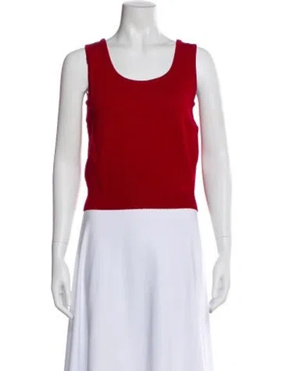 Pre-owned St John Scoop Neck Sleeveless Top In Red