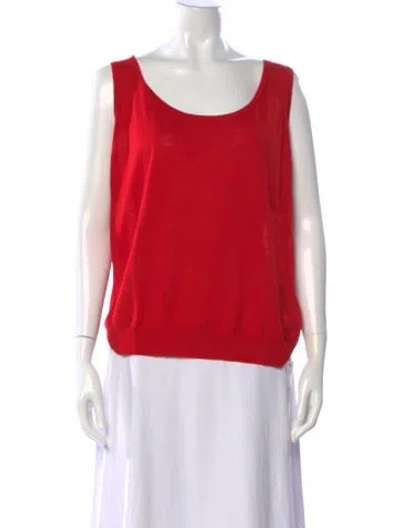 Pre-owned St John Scoop Neck Sleeveless Top In Red