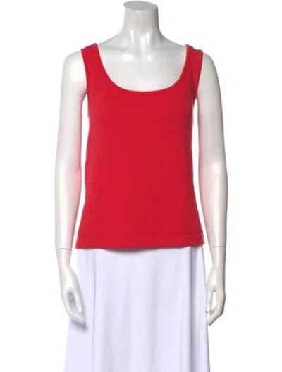 Pre-owned St John Scoop Neck Sleeveless Top In Red