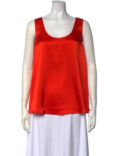 Pre-owned St John Scoop Neck Sleeveless Top In Red
