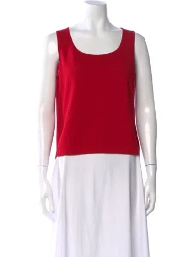 Pre-owned St John Scoop Neck Sleeveless Top In Red