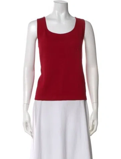 Pre-owned St John Scoop Neck Sleeveless Top In Red