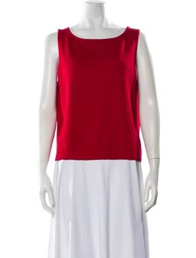Pre-owned St John Scoop Neck Sleeveless Top In Red