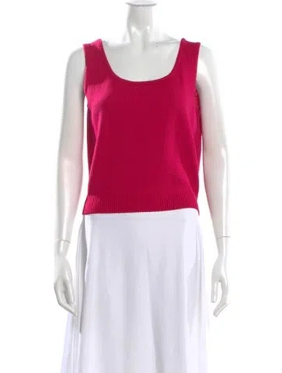 Pre-owned St John Scoop Neck Sleeveless Top In Red