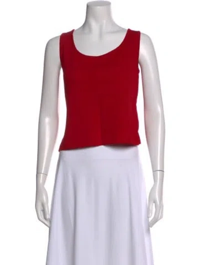 Pre-owned St John Scoop Neck Sleeveless Top In Red