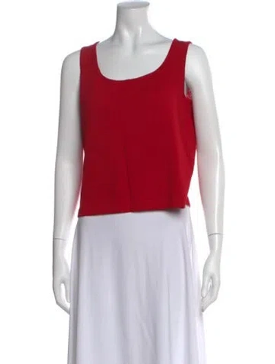Pre-owned St John Scoop Neck Sleeveless Top In Red