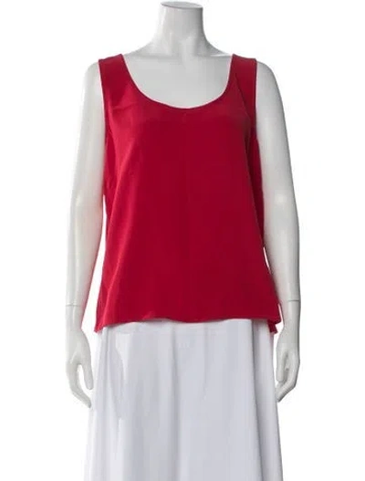 Pre-owned St John Scoop Neck Sleeveless Top In Red
