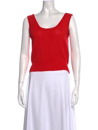 Pre-owned St John Scoop Neck Sleeveless Top In Red