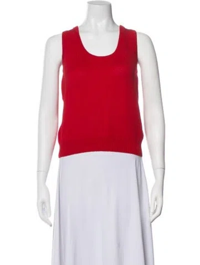 Pre-owned St John Scoop Neck Sleeveless Top In Red