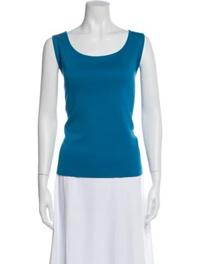 Pre-owned St John Scoop Neck Sleeveless Top W/ Tags In Blue
