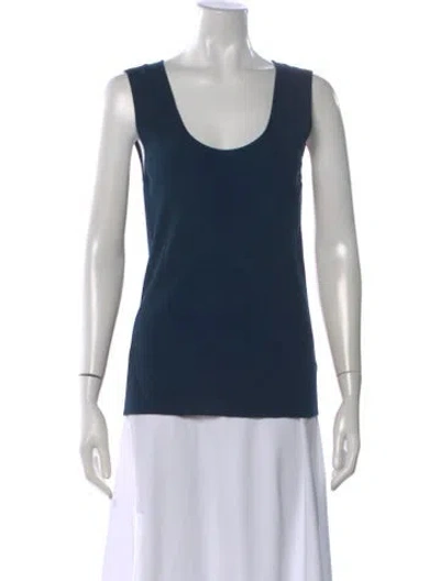 Pre-owned St John Scoop Neck Sleeveless Top W/ Tags In Blue
