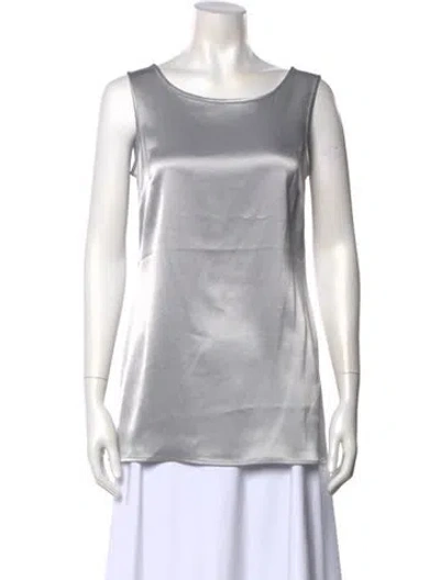 Pre-owned St John Scoop Neck Sleeveless Top W/ Tags In Silver