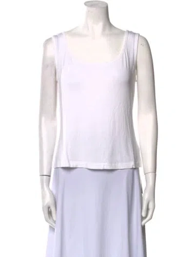 Pre-owned St John Scoop Neck Sleeveless Top In White