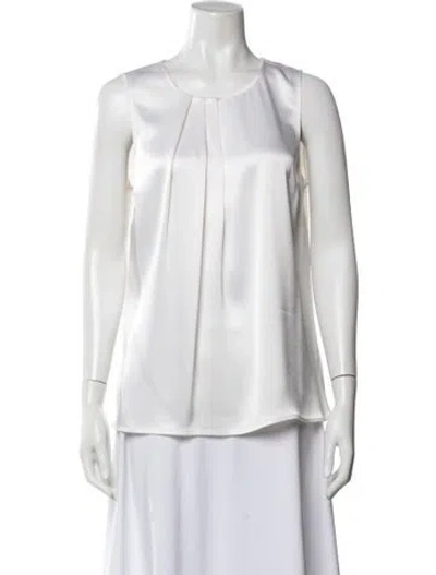 Pre-owned St John Scoop Neck Sleeveless Top In White