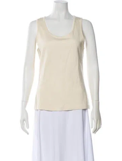 Pre-owned St John Scoop Neck Sleeveless Top In White