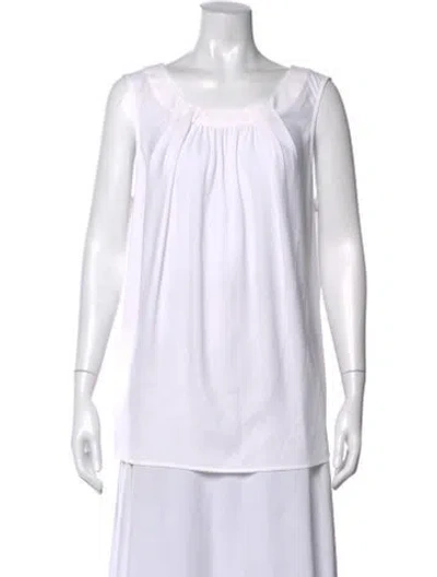 Pre-owned St John Scoop Neck Sleeveless Top In White