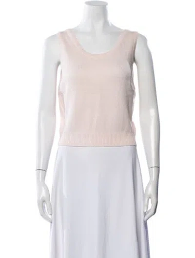 Pre-owned St John Scoop Neck Sleeveless Top In White