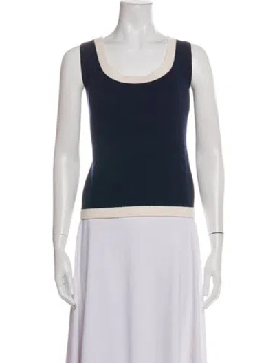 Pre-owned St John Scoop Neck Sleeveless Top In White