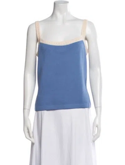 Pre-owned St John Scoop Neck Sleeveless Top In White