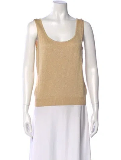 Pre-owned St John Scoop Neck Sleeveless Top In Yellow