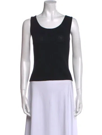 Pre-owned St John Scoop Neck Sweater In Black