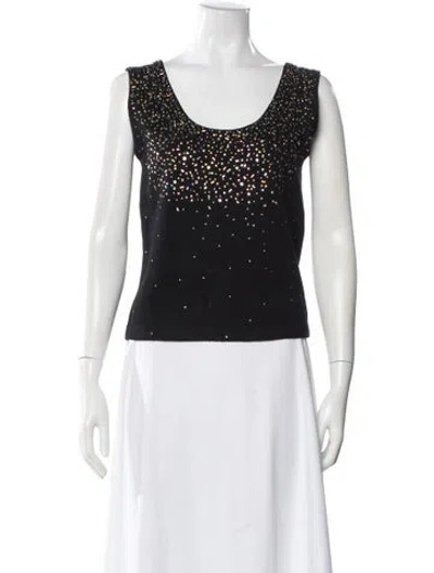 Pre-owned St John Scoop Neck Sweater In Black