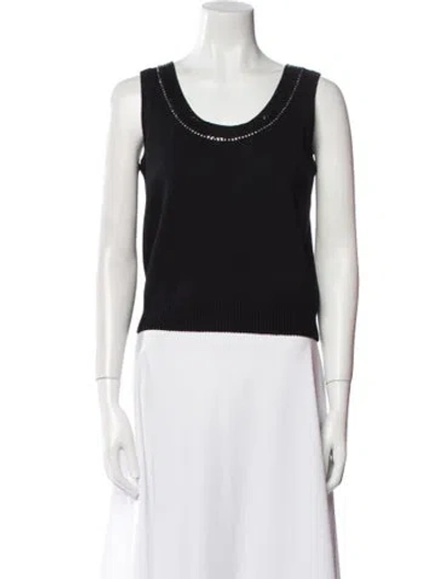 Pre-owned St John Scoop Neck Sweater In Black