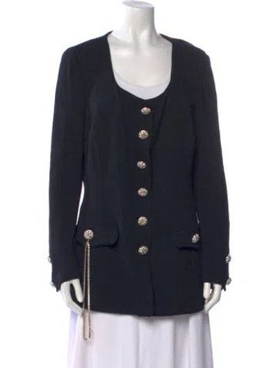 Pre-owned St John Scoop Neck Sweater In Black