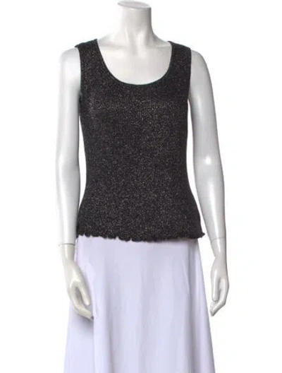 Pre-owned St John Scoop Neck Sweater In Black