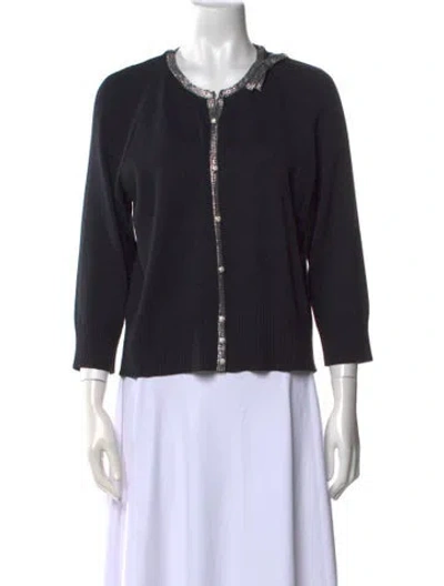 Pre-owned St John Scoop Neck Sweater In Black