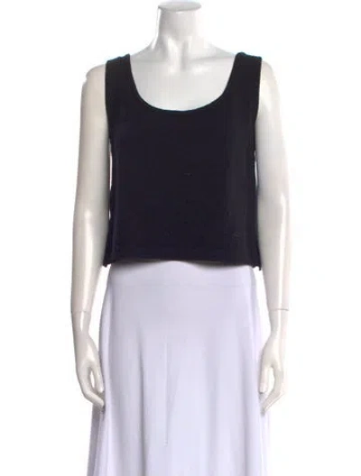 Pre-owned St John Scoop Neck Sweater In Black