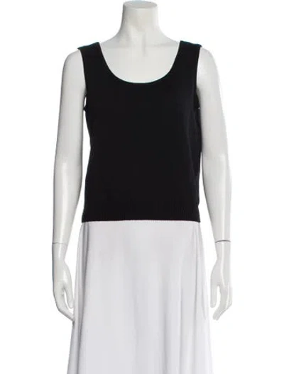 Pre-owned St John Scoop Neck Sweater In Black