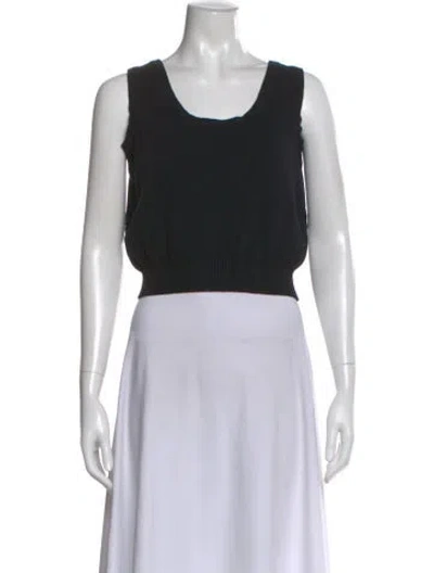 Pre-owned St John Scoop Neck Sweater In Black