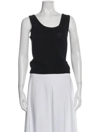 Pre-owned St John Scoop Neck Sweater In Black