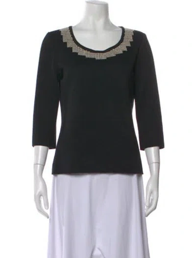 Pre-owned St John Scoop Neck Sweater In Black