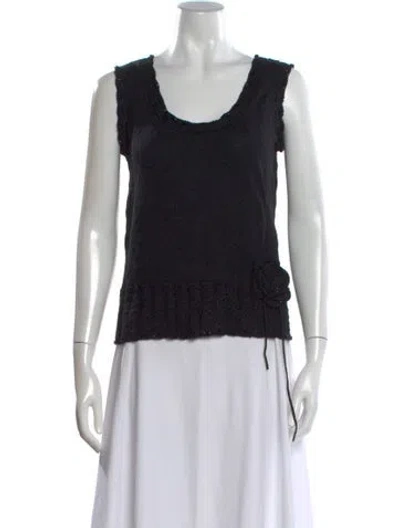 Pre-owned St John Scoop Neck Sweater In Black