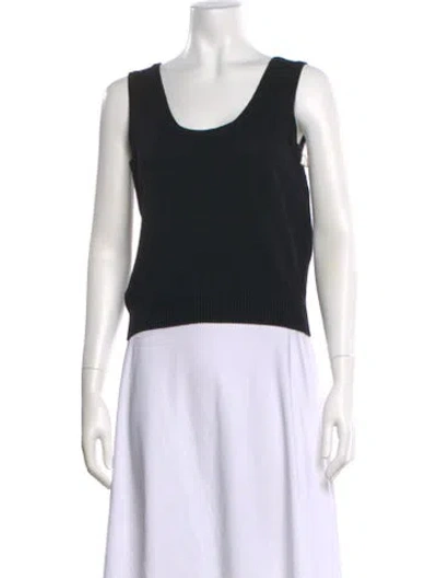 Pre-owned St John Scoop Neck Sweater In Black