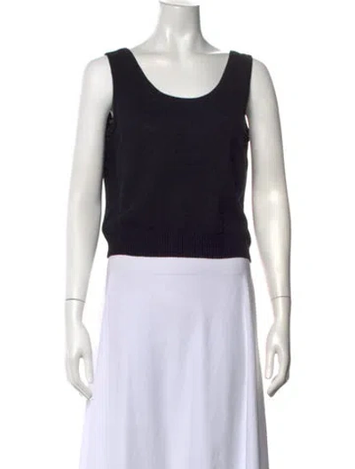 Pre-owned St John Scoop Neck Sweater In Black