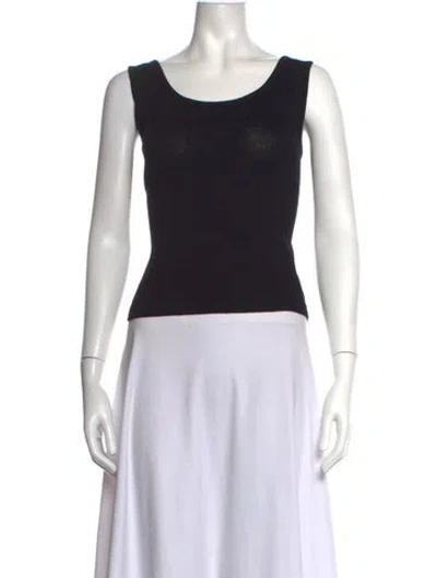 Pre-owned St John Scoop Neck Sweater In Black