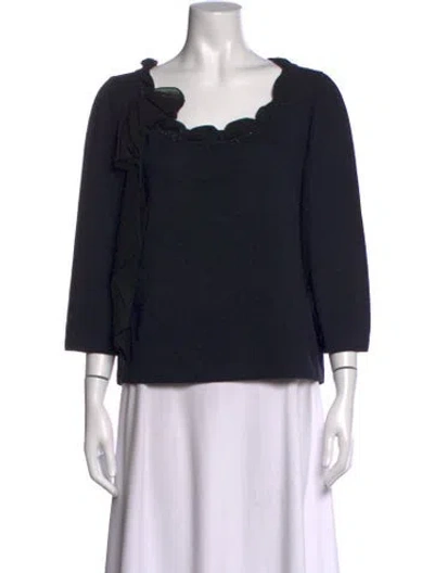 Pre-owned St John Scoop Neck Sweater In Black
